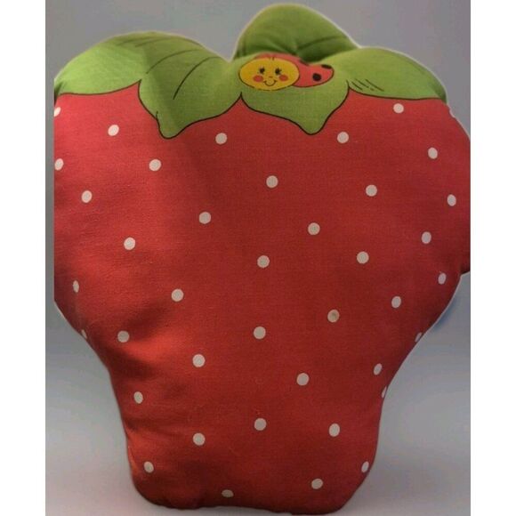 Strawberry Shortcake vintage plush fabric throw pillow ladybug on berry from kit - Picture 4 of 4